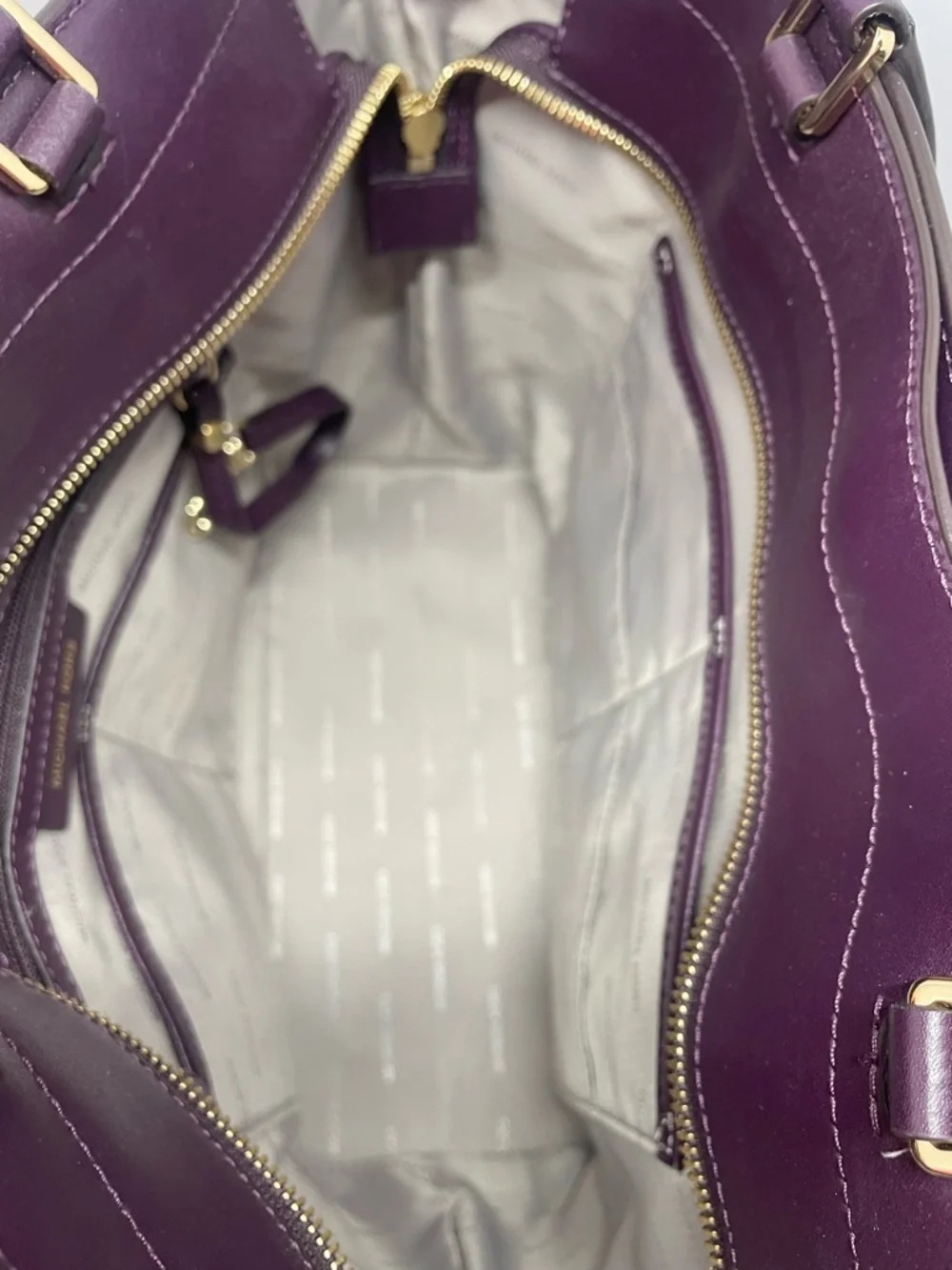 Michael Kors Mott Burgundy Leather Double Handle Zipper Tote Bag - MSRP $268